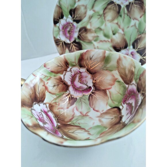 Stafford Japan Wide Mouth Cup and saucer set Floral Chintz Style 1950's - Picture 2 of 11